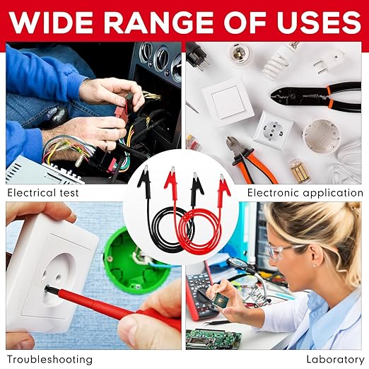 Dunzy 8 Pcs 14 Gauge Jumper Wires Alligator Clips to Alligator Clip Electrical Test Wires Set Silicone Flexible Cable for Electrical Testing (3 Ft)