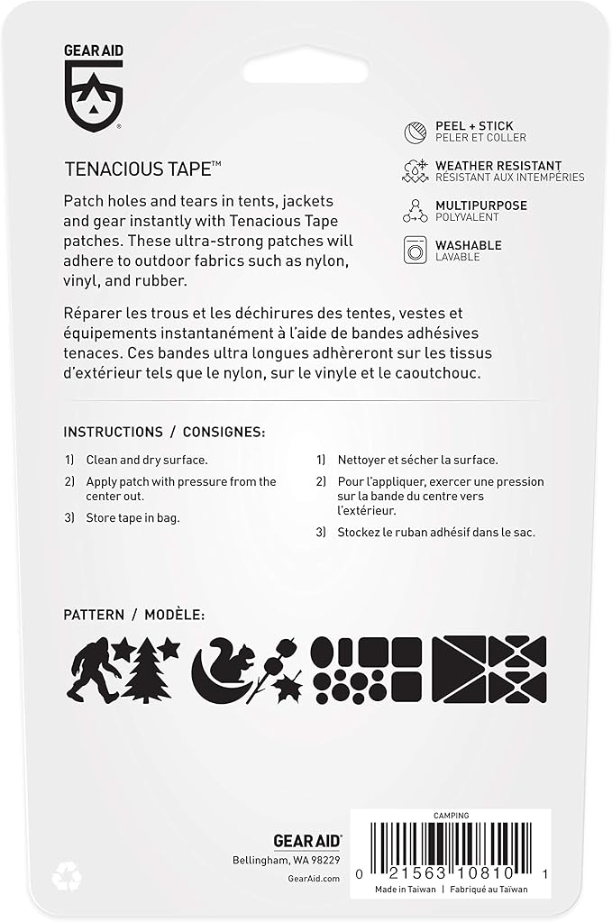 GEAR AID Tenacious Tape Gear Patches for Jacket Repair