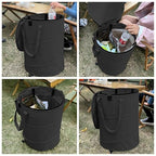 Pop up Camping Trash can with lid,Collapsible 24 Gallons Trash can with Sorting Clips,Garden Garbage Bag with Lid,Lawn and Leaf Bags - Reusable Yard Waste Bags (Black)