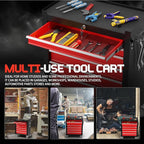 7-Drawer Rolling Tool Chest,Metal Rolling Tool Chest with Wheels and Locking Tool Box,Portable Metal Tool Box for Warehouse,Garage, Repair Shop, Workshop (Blackred, 7-Drawer)