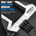 SHALL 6 Inch Adjustable Wrench, Cr-V Steel Spanner with Cushion Grip, Wide Jaw Black Oxide Wrench with Laser-etched SAE Scales for Home, Garage, Workshop and DIY