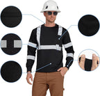 AYKRM Safety T Shirt Reflective High Visibility hi vis Long Sleeve T Shirt (XS-6XL)
