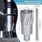 KEENTECH Carbide-Tipped Annular Cutter, 1-1/2" Diameter x 2" Depth, 3/4" Weldon Shank (2 Flat), High Speed Cutting TCT Mag Drill Bit with Pilot Pin for Harder Material, Stainless Steel, Cast Iron