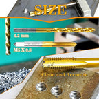 M5x0.8 Tap and 4.2mm Drill Bit Kit, M2 HSS Metric Drill and Tap Set, Combination of Drill and Tap Kit for Metal