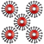Wire Wheel for 4 1/2 Angle Grinder, 5 Pack 4.5 Inch Twist Knotted Wire Brush for Grinders, 5/8 Inch-11 Threaded Arbor