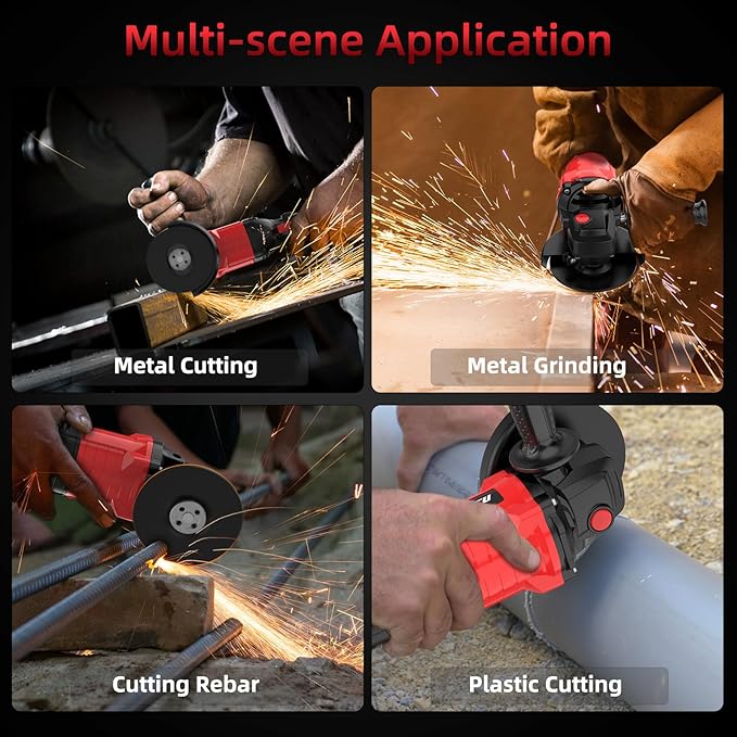 NAWIN 20V Cordless Grinder Kit,4 inch, 2×7.5Ah Battery&Fast Charger, variable speed grinder, Battery Angle Grinder Tool,Brushless Motor, Angle Grinder for Cutting, Griding, Polishing（7.5Ah）