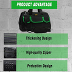 18 Inch Tool Bag With Comfortable Shoulder Straps, Waterproof Wide Mouth Tool Kit, Tool Storage Package For Men/Women (18IN Green)