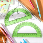EBOOT Plastic Protractor Math Protractors 180 Degrees, 6 Inch, Pack of 2 (Green)