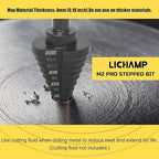Lichamp Step Drill Bit for Metal Sheet Heavy Duty, Genuine M2 HSS Step Up Down Drill Bit Stepper Unibit for Steel Hole, 10 Sizes from 1/4 to 1-3/8 inches