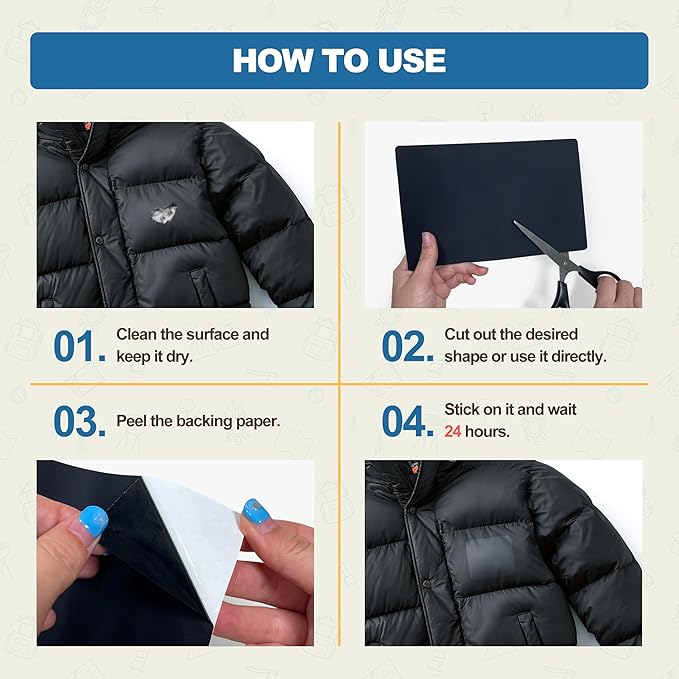 KING MOUNTAIN Self Adhesive Nylon Fabric Repair Patch, 5×8 Inches 8 Pcs, Quick Down Jacket Repair Patch, Waterproof Outdoor Gear Patch Kit for Tent,Backpacks,Umbrella, Gloves, Sleeping Bag (White