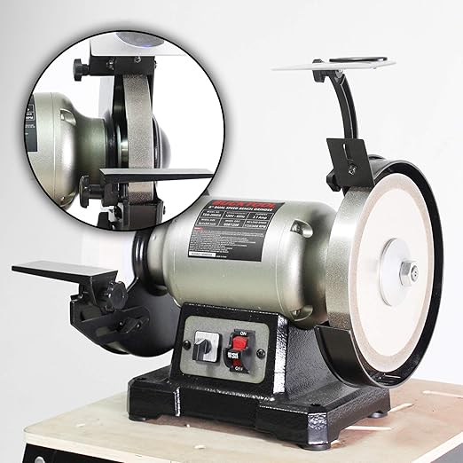 BUCKTOOL 320 Grit 8 Inch CBN Grinding Wheel, 1" Wide, 5/8" Arbor Cubic Boron Nitride Sharpening Wheel for Sharpening Wood-Turning Tools, Chisels, Hardcore and More