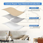 KING MOUNTAIN Canvas Repair Patch 16×30 Inch Self-Adhesive Waterproof Fabric Patch for Sofas, Tents, Furniture,Tote Bags, Car Seats (Khaki)