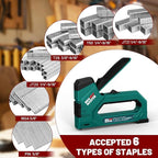 NEU MASTER 6-in-1 Staple Gun, Upholstery Stapler with 4000 Counts Staples, Staple Gun Heavy Duty for Wood, Fixing Material, Decoration DIY, Carpentry, Furniture