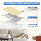 KING MOUNTAIN Canvas Repair Patch 16×60 Inch Self-Adhesive Waterproof Fabric Patch for Sofas, Tents, Furniture,Tote Bags, Car Seats (Beige)