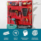 Metal Pegboard for Garage Storage,Steel Pegboard Heavy Duty 16-Inch X 32-Inch Metal Peg Board Tool Organization Panels (Red, 2 Pack)