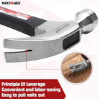 MAXPOWER Hammer Set, 8oz & 20oz Claw Hammers, Polished Carbon Steel Hammer-Head & Fiberglass Handle with Rubber Grip