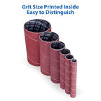 LotFancy Spindle Sanding Sleeves, 120 Grit, Pack of 24, Aluminum Oxide Abrasive, 4-1/2” Length, 4 Each of 1/2”,3/4”,1”,1-1/2”, 2” and 3”