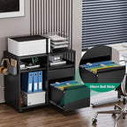 Letaya Mobile File Cabinet, Metal Lateral Rolling Printer Stand Filing Cabinets with Shelves for Home Office-Storage A4/F4/Letter (Black)