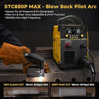 SILATU Plasma Cutter, 85Amps Blowback Pilot Arc Air Sensor Technology, Digital Display, 110V/220V Dual Voltage Non-HF CNC Plasma Cutter Machine, 1″ Clean Cut 7/5″ Max Cut, PT/2T/4T for Beginners DIY