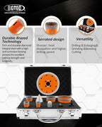 BGTEC Diamond Hole Saw Kit - 9PCS 20/25/35/50/75mm Drill Bits & 20mm Milling Finger Bit & 50mm Chamfering Bit & SDS/HEX & 125mm Tile Blade for Porcelain Tile Ceramic Granite Marble Stoneware