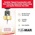 Amana Tool 82 Degree Countersink with Drill Bit Depth Stop and No-Thrust Ball Bearing, 55229, 3/8 D x 5/32 Drill D x 1/4 Inch Quick Release Hex Shank