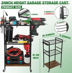 ULIBERMAGNET Power Tool Storage Organizer Cart, Metal Open Tool Rack Cart with Wheels,Heavy Duty Rolling Utility Storage Drill Rack Shelf for Garage, Shed, Yard Tool Holder, Basement,Gift Ideas
