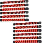 ALOANES 12 PC ABS Socket Organizer,1/2 inch, 3/8 inch, and 1/4 inch Drive Socket Rail Holders, Heavy Duty Socket Racks, Black Rails with Red Clips
