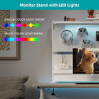 EUREKA ERGONOMIC Desk Pegboard with Dual Monitor Stands, LED Metal Pegboard for Gaming Desk, Privacy Panel with 4 Accessories Modular Hanging, Computer Accessories for Office, 43 x 34 Inch, White