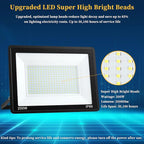 2 Pack 200W LED Flood Light Outdoor Plug in,25000 LM Super Bright Security Lights,IP66 Waterproof 6000K Daylight White Stadium Lights,Floodlights for Garage,Yard,Garden,Playground
