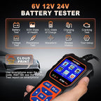 BT60 Pro Acclope Car Battery Tester with Cloud Printing 100-3000 CCA 6V 12V 24V AGM Lithium Gel Battery Checker Automotive Alternator Digital Analyzer Charging Cranking System Vehicles Truck Home-use