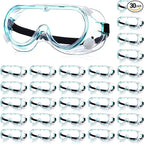 Yunsailing 30 Pack Protective Safety Goggles Clear Lab Over Glasses Anti Fog Eye Protection Goggles for Men Women(Clear Green)