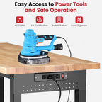 Work Bench for Garage Adjustable Workbenches with Storage 60 Inch Garage Workbench with Under Table Shelf, Pegboard, Power Outlets for Woodworking, Home, Office, Workshop