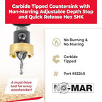 Amana Tool 82 Degree Countersink with Drill Bit Depth Stop and No-Thrust Ball Bearing, 55240, 1/2 D x 11/64 Drill D x 1/4 Inch Quick Release Hex Shank