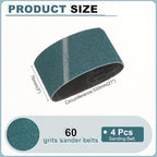 HARFINGTON 3 x 21 Inch Sanding Belts, 4 Pcs 60 Grit Zirconia Abrasive Belt Sander File Belt for Woodworking, Metal Polishing, Knife Sharpener