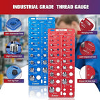 56Pcs Thread Checker, Nut and Bolt Thread Checker Standard and Metric, Thread Gauge Include 22 Inch & 22 Metric & 12 Drill Bit Sizes, Suitable for Nut Bolt Size Finder Classification.