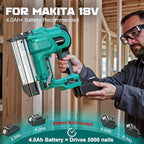 Cordless 2" Brad Nailer Compatible with Makita Battery(No Battery), 2-in-1 Electric Nail Gun/Staple Gun, 18 Gauge Nail Gun Battery Powered with 1000 Nails for Wood Carpentry, Adjustable Depth