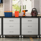 Metal Garage Storage Cabinet with Wheels,Locking Rolling Tool Cabinet with Drawers and Shelves for Home, Office, Garage & Workshop