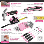 WORKPRO Pink Cordless Drill Driver with Toolbox, 8V Lithium-ion Power Drill and Bits, 2.0 Ah Portable Electric Screwdriver Home Tool Set with Stackable Pink Ribbon Tool Box