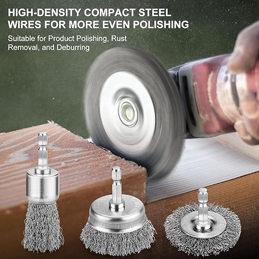 6Pcs Professional Wire Wheel, Carbon Steel Wire Brush for Drill, Drill Cup Brush for Cleaning Rust, Wire Brush Drill Attachments with 1/4 Inch Hex Shank