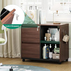 Letaya Mobile 2 Drawer File Cabinet with Lock, Metal Lateral Printer Stand Filing Storage Cabinets with Shelves for Home Office-A4/F4/Letter (Charging Socket)