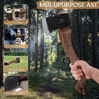 15.2" Camping Hatchet, Hand Forged Axe with Sheath, Bushcraft Axe with 1065 Carbon Steel and Beech Handle for Wood Splitting and Kindling – Perfect for Outdoor Survival and Adventures
