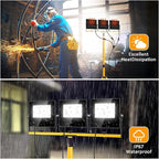 36000Lumen LED Work Lights with Stand - 3 Head Foldable Stand Work Light with 16FT Cord - IP67 Waterproof Tripod Lights for Outdoor Indoor Job Site Workshop Garage Construction Site Lighting