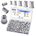 Rivet Nut Combination Kit 480PCS, Embedded Rivet Nuts, Rivet Nut Sorting Tool, M10 M8 M6 M5 M4 M3, for Automotive, Home Decoration and Industrial Applications