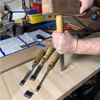 Finely Crafted Wood Chisel Set, 4 High-Performance Woodworking Chisels with Durable, Sharp CR-V Steel Blades Tempered to 60HRc, Chisel Set with Tool Roll from Schaaf Wood Carving Tools