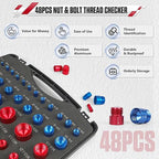 48Pcs Nut and Bolt Thread Checker Kit (25 Standard & 23 Metric), Detachable Bolt Size for Narrow and Tricky Spaces with Sturdy Case ScrewThread Gauge