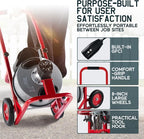Albott 100 FT x 1/2 inch Electric Drain Cleaner Machine with Auto-Feed & 10 Cutters, Sewer Snake Auger for 1–4 Inch Pipes, Foot Switch & Wheels, Ideal for Home & Commercial Use, Gray/Red
