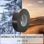 SWRT 0.75 in x 66 FT Black Electrical Tape Waterproof, 3 Pack High Temp Electric Tape Under 600V for All Weather - UV Protection - Flame Retardant