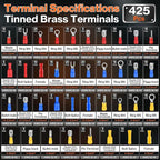Preciva Crimping Tool for Insulated Terminals Wire Connectors, AWG20-10 Ratchet Crimper with 425 Pcs Insulated Terminals Connectors