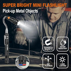 Telescoping Magnetic Pick Up Tool Magnetic Sweepers with 1 lb and 15 lb Pickup Rod, Round and Square 360 Swivel Adjustable Inspection Mirror and Flexible LED Flashlight, Birthday Gifts for Men, Dad