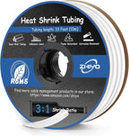 Heat Shrink Tubing 1/2 Inch, 3:1 Ratio Wires heat shrink tube, Dual Wall Adhesive-Lined Waterproof Shrink Wrap Tubing, 33FT White Industrial and Marine Grade Heat Shrink Wrap
